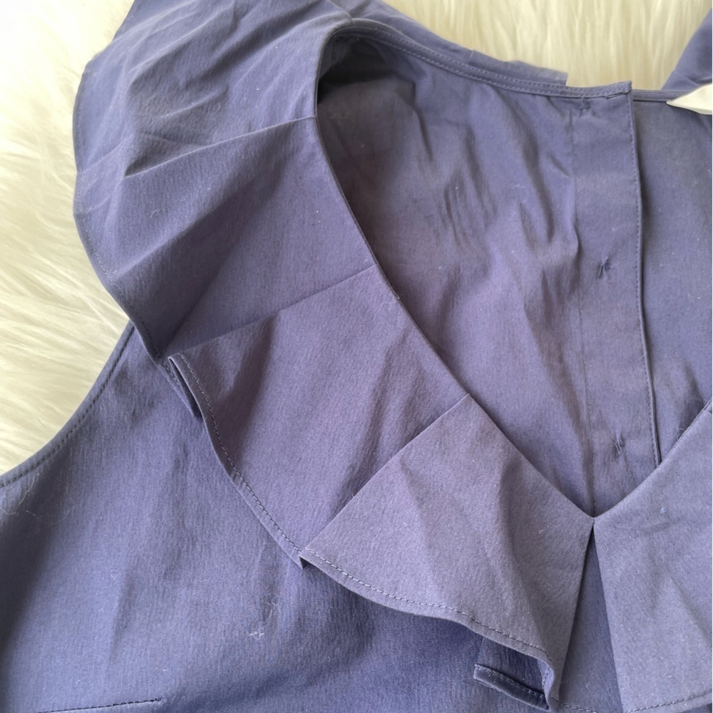 NWT - 1901 - Nordstrom's - Women's Ruffled Blouse - Navy - Size Medium - Picture 5 of 10